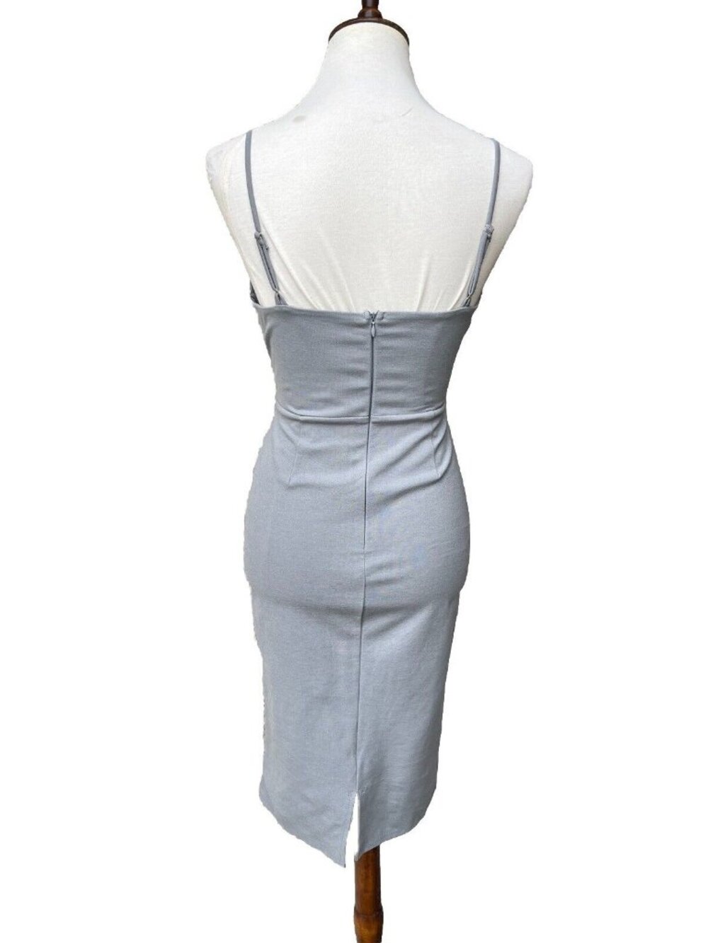 4SI3NNAI Women's Gray Tie Waist Bodycon Midi Dress Size M NWOT - Picture 5 of 16